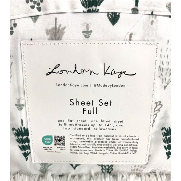 London Kaye Full Bed Sheet Set Christmas Tree Print Winter 4 Pieces OEKO TEX - Picture 4 of 9